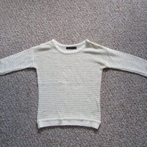 The Limited Sweater Womens Size XS Gold & White Striped 3/4 Sleeves Pullover